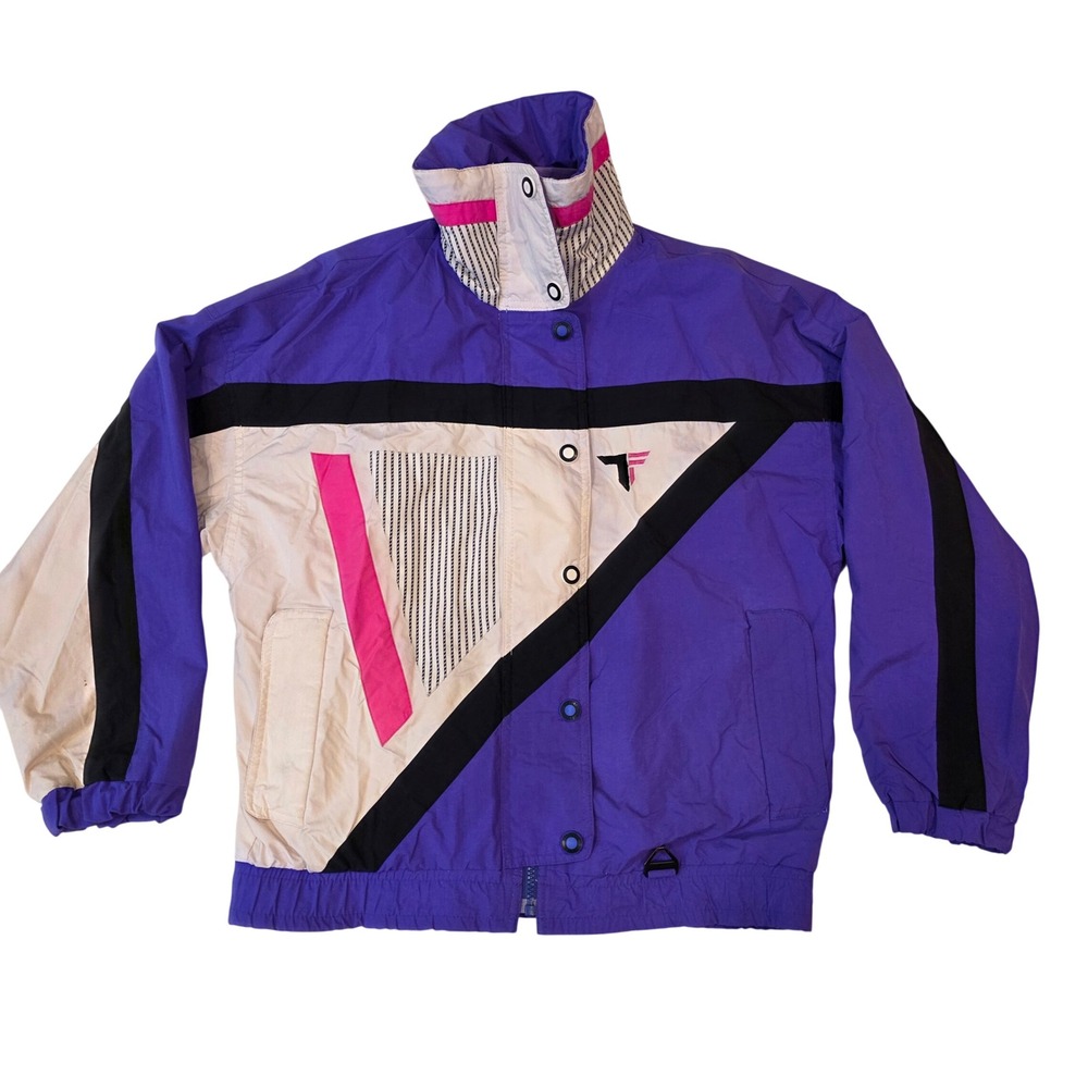 Vintage‎ Tyrolia by Head Ski Jacket Purple Neon Colorblock Geometric 90s XS